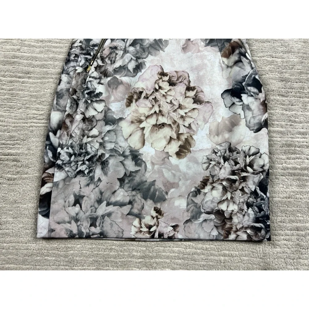 H&M Pencil Skirt Women 4 Multicolor Floral Pleated‎ Pockets Mini Lined Fitted